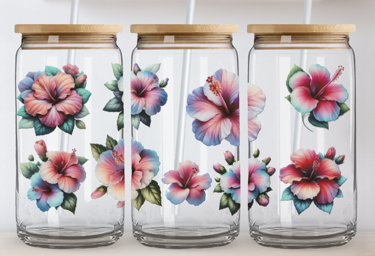 Verre Fleurs Hibiscus